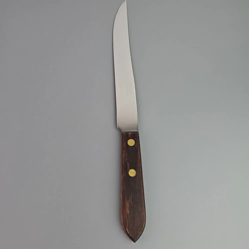 Vintage 8 in Blade REAL KEEN Stainless Slicing Carving Chef Knife USA Wooden